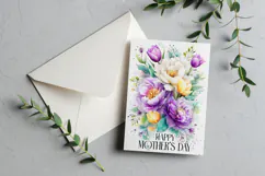 Mother's Day Card, Watercolor Floral Printable Card, c53 Product Image 3