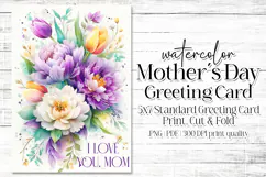 Mother's Day Card, Watercolor Floral Printable Card, c54 Product Image 1