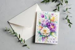 Mother's Day Card, Watercolor Floral Printable Card, c54 Product Image 3