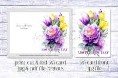 Mother&#039;s Day Card, Watercolor Floral Printable Card, c55 Product Image 2