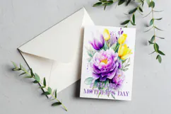 Mother's Day Card, Watercolor Floral Printable Card, c55 Product Image 3