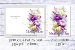Mother's Day Card, Watercolor Floral Printable Card, c56 Product Image 2
