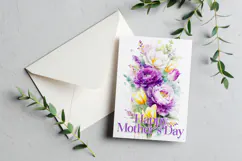 Mother's Day Card, Watercolor Floral Printable Card, c56 Product Image 3