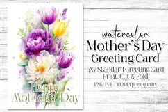 Mother's Day Card, Watercolor Floral Printable Card, c57 Product Image 1