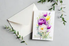 Mother's Day Card, Watercolor Floral Printable Card, c57 Product Image 3