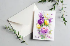 Mother's Day Card, Watercolor Floral Printable Card, c58 Product Image 3