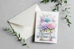 Mother's Day Card, Watercolor Floral Printable Card, c59 Product Image 3