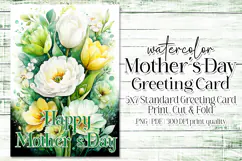 Mother's Day Card, Watercolor Floral Printable Card, c6 Product Image 1
