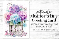 Mother's Day Card, Watercolor Floral Printable Card, c60 Product Image 1