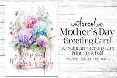 Mother's Day Card, Watercolor Floral Printable Card, c61 Product Image 1