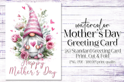 Mother&#039;s Day Card, Watercolor Gnome Printable Card, c64 Product Image 1
