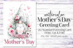 Mother's Day Card, Watercolor Gnome Printable Card, c67 Product Image 1