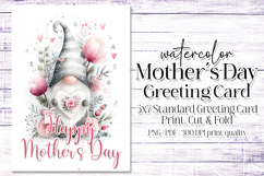 Mother&#039;s Day Card, Watercolor Gnome Printable Card, c68 Product Image 1