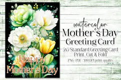 Mother's Day Card, Watercolor Floral Printable Card, c7 Product Image 1