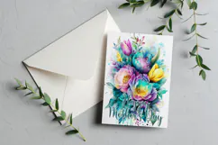 Mother's Day Card, Watercolor Floral Printable Card, c71 Product Image 3