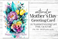 Mother's Day Card, Watercolor Floral Printable Card, c72 Product Image 1