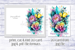 Mother&#039;s Day Card, Watercolor Floral Printable Card, c72 Product Image 2