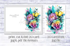Mother's Day Card, Watercolor Floral Printable Card, c72 Product Image 2