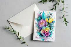 Mother's Day Card, Watercolor Floral Printable Card, c72 Product Image 3