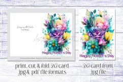 Mother's Day Card, Watercolor Floral Printable Card, c73 Product Image 2