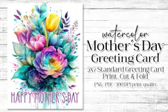 Mother's Day Card, Watercolor Floral Printable Card, c74 Product Image 1