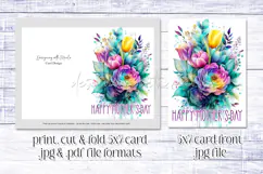 Mother's Day Card, Watercolor Floral Printable Card, c74 Product Image 2