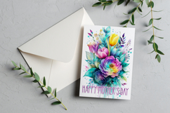 Mother&#039;s Day Card, Watercolor Floral Printable Card, c74 Product Image 3