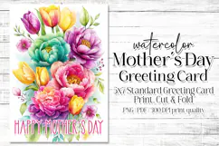 Mother's Day Card, Watercolor Floral Printable Card, c75 Product Image 1