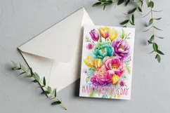 Mother's Day Card, Watercolor Floral Printable Card, c75 Product Image 3
