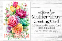 Mother's Day Card, Watercolor Floral Printable Card, c76 Product Image 1