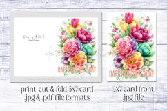 Mother's Day Card, Watercolor Floral Printable Card, c76 Product Image 2