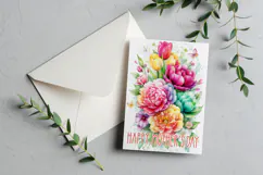 Mother's Day Card, Watercolor Floral Printable Card, c76 Product Image 3