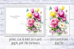 Mother's Day Card, Watercolor Floral Printable Card, c77 Product Image 2
