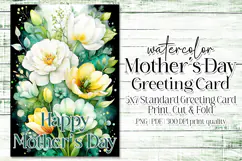 Mother's Day Card, Watercolor Floral Printable Card, c8 Product Image 1