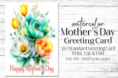 Mother's Day Card, Watercolor Floral Printable Card, c80 Product Image 1
