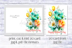 Mother's Day Card, Watercolor Floral Printable Card, c80 Product Image 2