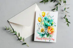 Mother's Day Card, Watercolor Floral Printable Card, c80 Product Image 3