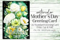 Mother's Day Card, Watercolor Floral Printable Card, c9 Product Image 1