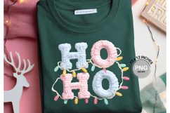 HO HO HO Crochet Christmas Yarn Faux Embroidery T-shirt PNG2 Product Image 1