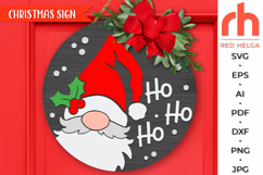 gnome santa svg, ho ho ho hanger svg, welcome sign svg, christmas circle sign svg, santa face svg, christmas door sign svg, round hanging sign svg, laser cut file, layered xmas sign svg, front door sign svg, porch sign svg, christmas sign svg