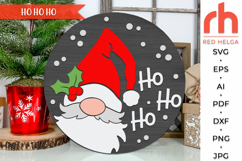 gnome santa svg, ho ho ho hanger svg, welcome sign svg, christmas circle sign svg, santa face svg, christmas door sign svg, round hanging sign svg, laser cut file, layered xmas sign svg, front door sign svg, porch sign svg, christmas sign svg