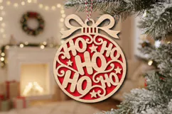 Ho Ho Ho Bauble Laser Cut Wood File, Christmas Ornament SVG Product Image 2