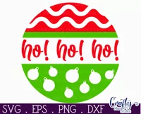 Cute Christmas Svg Round Sign | Ho Ho Ho Holiday Door Hanger Product Image 2