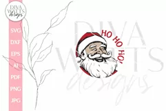 Ho Ho Ho SVG Christmas Door Hanger With Santa Face SVG Product Image 2