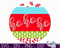 Christmas Round Sign Svg Door Hanger, Ho Ho Ho Product Image 2