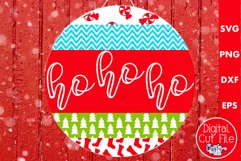 Christmas Round Sign Svg Door Hanger, Ho Ho Ho Product Image 1