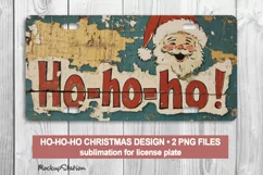 Christmas License Plate PNG | Retro Santa Ho Ho Ho Product Image 1