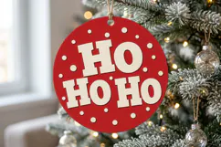 Ho Ho Ho Ornament Laser Cut Wood File, Christmas Ornament Product Image 2