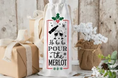 Ho ho ho pour the merlot SVG, Christmas Wine SVG Design Product Image 2