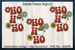 Retro Ho Ho Ho Santa Claus Illustration PNG Sublimation Product Image 1